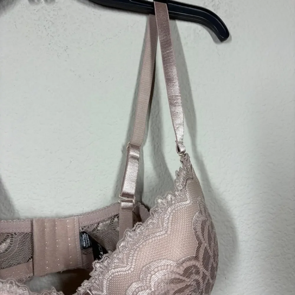Rene Rofe 36D Push Up Bra Beige Padded Wired Lace Nylon Blend Adjustable Strap - Picture 4 of 7